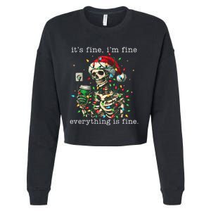 ItS Fine IM Fine Everything Is Fine Christmas Skeleton Cropped Pullover Crew