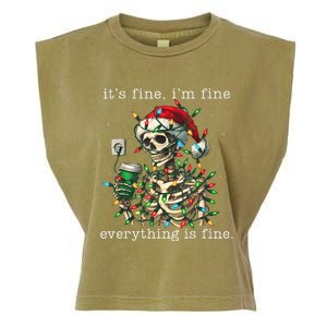 ItS Fine IM Fine Everything Is Fine Christmas Skeleton Garment-Dyed Women's Muscle Tee