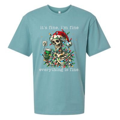 ItS Fine IM Fine Everything Is Fine Christmas Skeleton Sueded Cloud Jersey T-Shirt