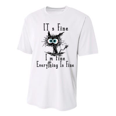 It's Fine I'm Fine Everything Is Fine Funny cat Performance Sprint T-Shirt