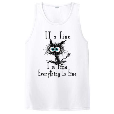 It's Fine I'm Fine Everything Is Fine Funny cat PosiCharge Competitor Tank