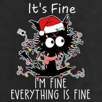 Its Fine Im Fine Everything Is Fine Cat Tangled In Christmas Lights 7 Panel Mesh Trucker Snapback Hat