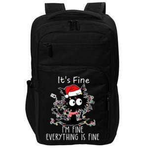 Its Fine Im Fine Everything Is Fine Cat Tangled In Christmas Lights Impact Tech Backpack