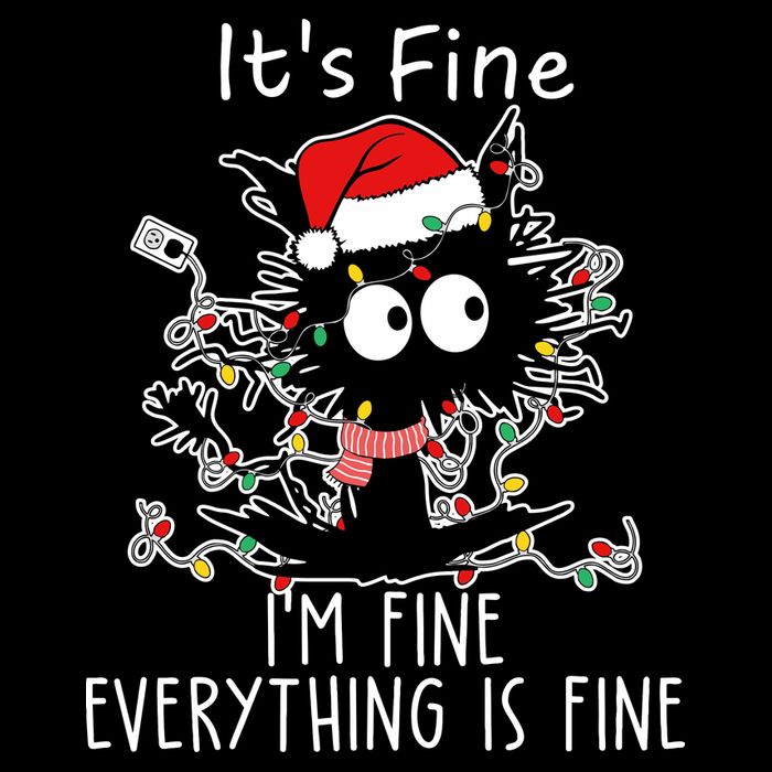 Its Fine Im Fine Everything Is Fine Cat Tangled In Christmas Lights Backpack