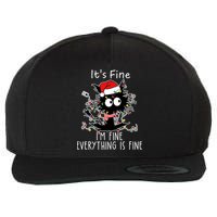Its Fine Im Fine Everything Is Fine Cat Tangled In Christmas Lights Wool Snapback Cap