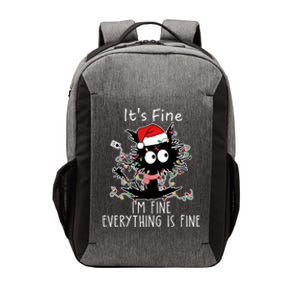 Its Fine Im Fine Everything Is Fine Cat Tangled In Christmas Lights Vector Backpack