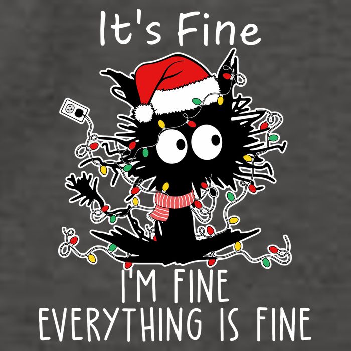 Its Fine Im Fine Everything Is Fine Cat Tangled In Christmas Lights Vector Backpack