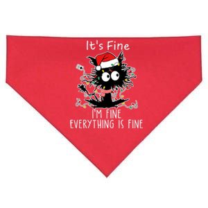 Its Fine Im Fine Everything Is Fine Cat Tangled In Christmas Lights USA-Made Doggie Bandana