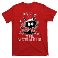 Its Fine Im Fine Everything Is Fine Cat Tangled In Christmas Lights T-Shirt