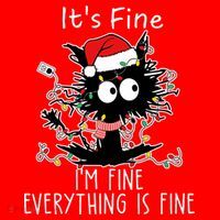 Its Fine Im Fine Everything Is Fine Cat Tangled In Christmas Lights Bag