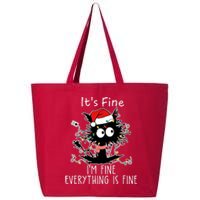 Its Fine Im Fine Everything Is Fine Cat Tangled In Christmas Lights 25L Jumbo Tote