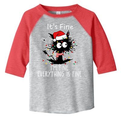 Its Fine Im Fine Everything Is Fine Cat Tangled In Christmas Lights Toddler Fine Jersey T-Shirt