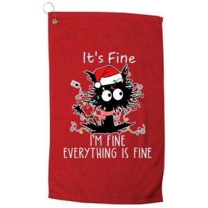 Its Fine Im Fine Everything Is Fine Cat Tangled In Christmas Lights Platinum Collection Golf Towel