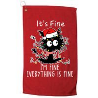 Its Fine Im Fine Everything Is Fine Cat Tangled In Christmas Lights Golf Towel