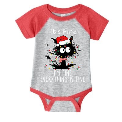Its Fine Im Fine Everything Is Fine Cat Tangled In Christmas Lights Infant Baby Jersey Bodysuit