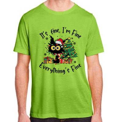 ItS Fine IM Fine Everything Fine Funny Black Cat Christmas Adult ChromaSoft Performance T-Shirt