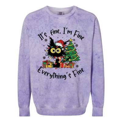 ItS Fine IM Fine Everything Fine Funny Black Cat Christmas Colorblast Crewneck Sweatshirt