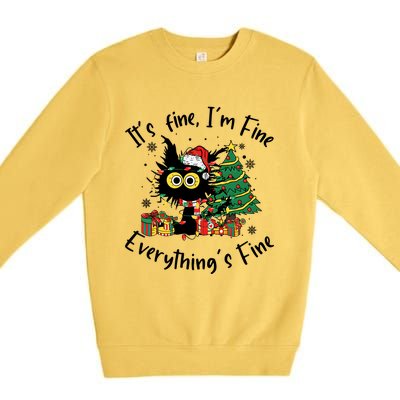 ItS Fine IM Fine Everything Fine Funny Black Cat Christmas Premium Crewneck Sweatshirt