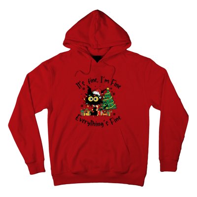 ItS Fine IM Fine Everything Fine Funny Black Cat Christmas Hoodie