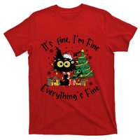 ItS Fine IM Fine Everything Fine Funny Black Cat Christmas T-Shirt