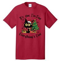 ItS Fine IM Fine Everything Fine Funny Black Cat Christmas Tall T-Shirt