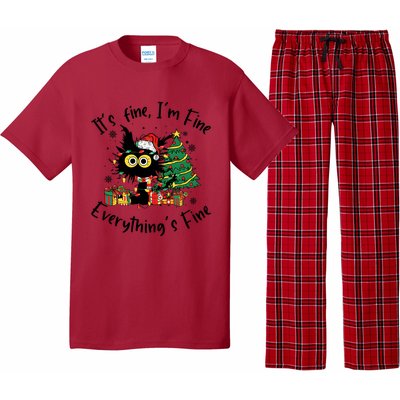 ItS Fine IM Fine Everything Fine Funny Black Cat Christmas Pajama Set