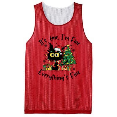 ItS Fine IM Fine Everything Fine Funny Black Cat Christmas Mesh Reversible Basketball Jersey Tank