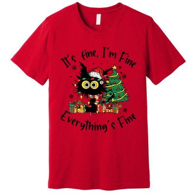 ItS Fine IM Fine Everything Fine Funny Black Cat Christmas Premium T-Shirt