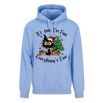 ItS Fine IM Fine Everything Fine Funny Black Cat Christmas Unisex Surf Hoodie