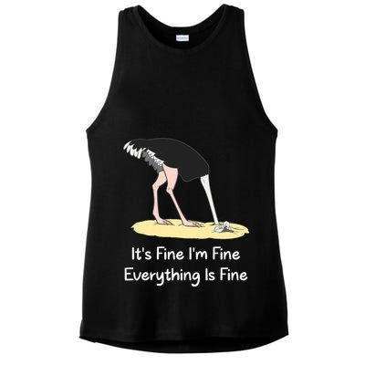 It's Fine I'm Fine Everything Is Fine Funny Ostrich Lover Gift Ladies PosiCharge Tri-Blend Wicking Tank