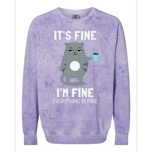 Its Fine Im Fine Everything Is Fine Cat Colorblast Crewneck Sweatshirt