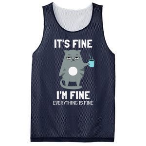 Its Fine Im Fine Everything Is Fine Cat Mesh Reversible Basketball Jersey Tank