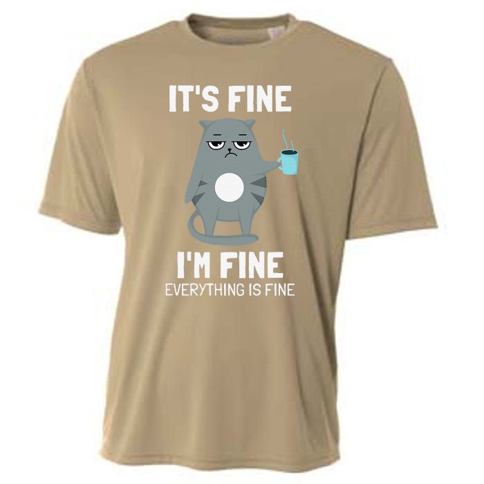 Its Fine Im Fine Everything Is Fine Cat Cooling Performance Crew T-Shirt