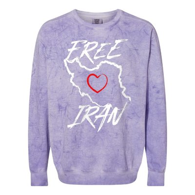 Iran Free Iran Symbol Heart Map Freedom Heart Love Colorblast Crewneck Sweatshirt