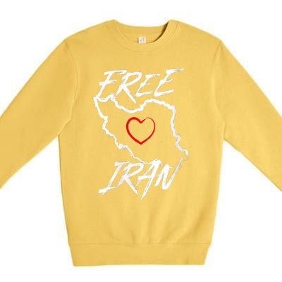 Iran Free Iran Symbol Heart Map Freedom Heart Love Premium Crewneck Sweatshirt