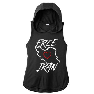 Iran Free Iran Symbol Heart Map Freedom Heart Love Ladies PosiCharge Tri-Blend Wicking Draft Hoodie Tank