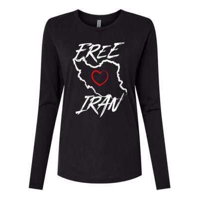 Iran Free Iran Symbol Heart Map Freedom Heart Love Womens Cotton Relaxed Long Sleeve T-Shirt