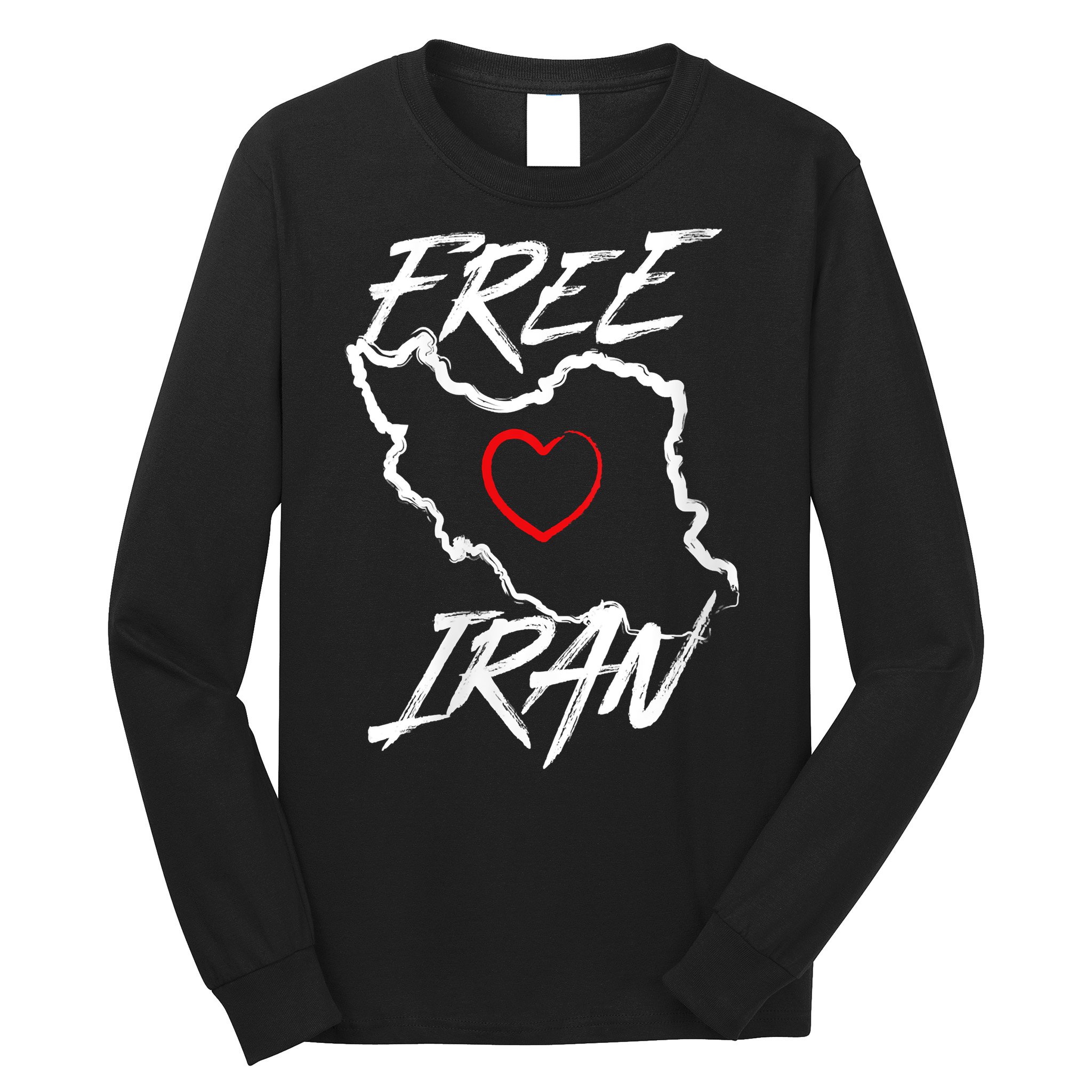 Iran Free Iran Symbol Heart Map Freedom Heart Love Long Sleeve Shirt