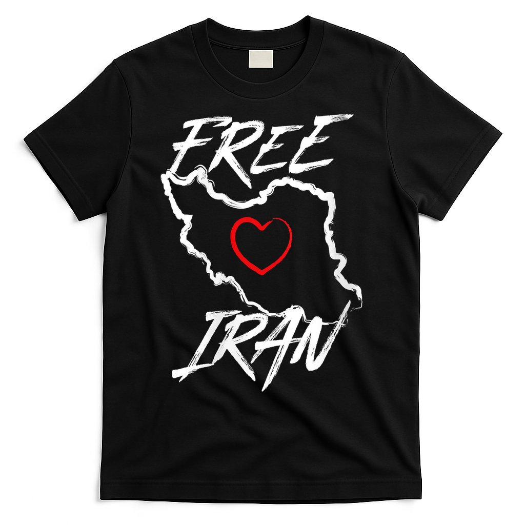 Iran Free Iran Symbol Heart Map Freedom Heart Love T-Shirt