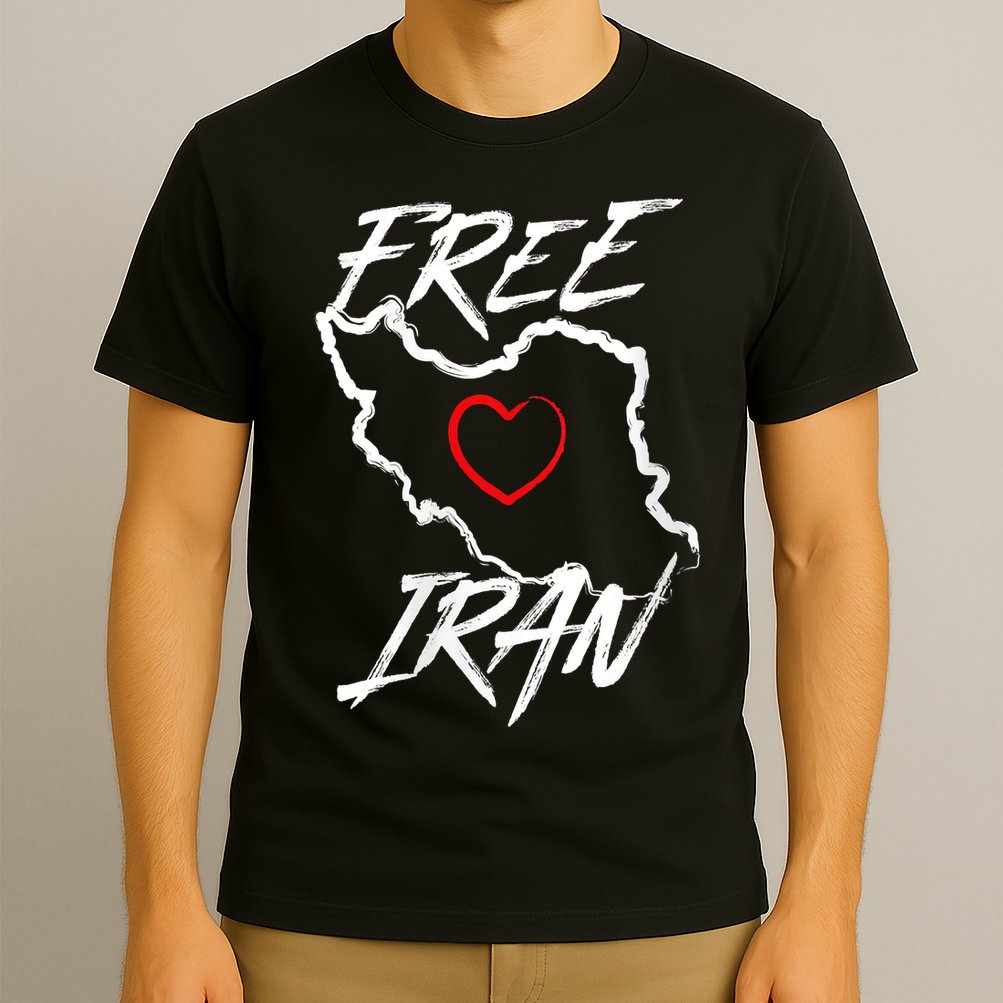Iran Free Iran Symbol Heart Map Freedom Heart Love T-Shirt