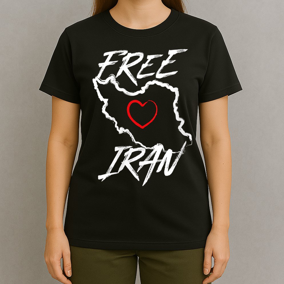 Iran Free Iran Symbol Heart Map Freedom Heart Love T-Shirt
