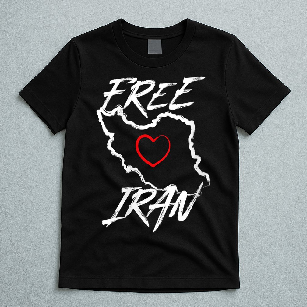 Iran Free Iran Symbol Heart Map Freedom Heart Love T-Shirt