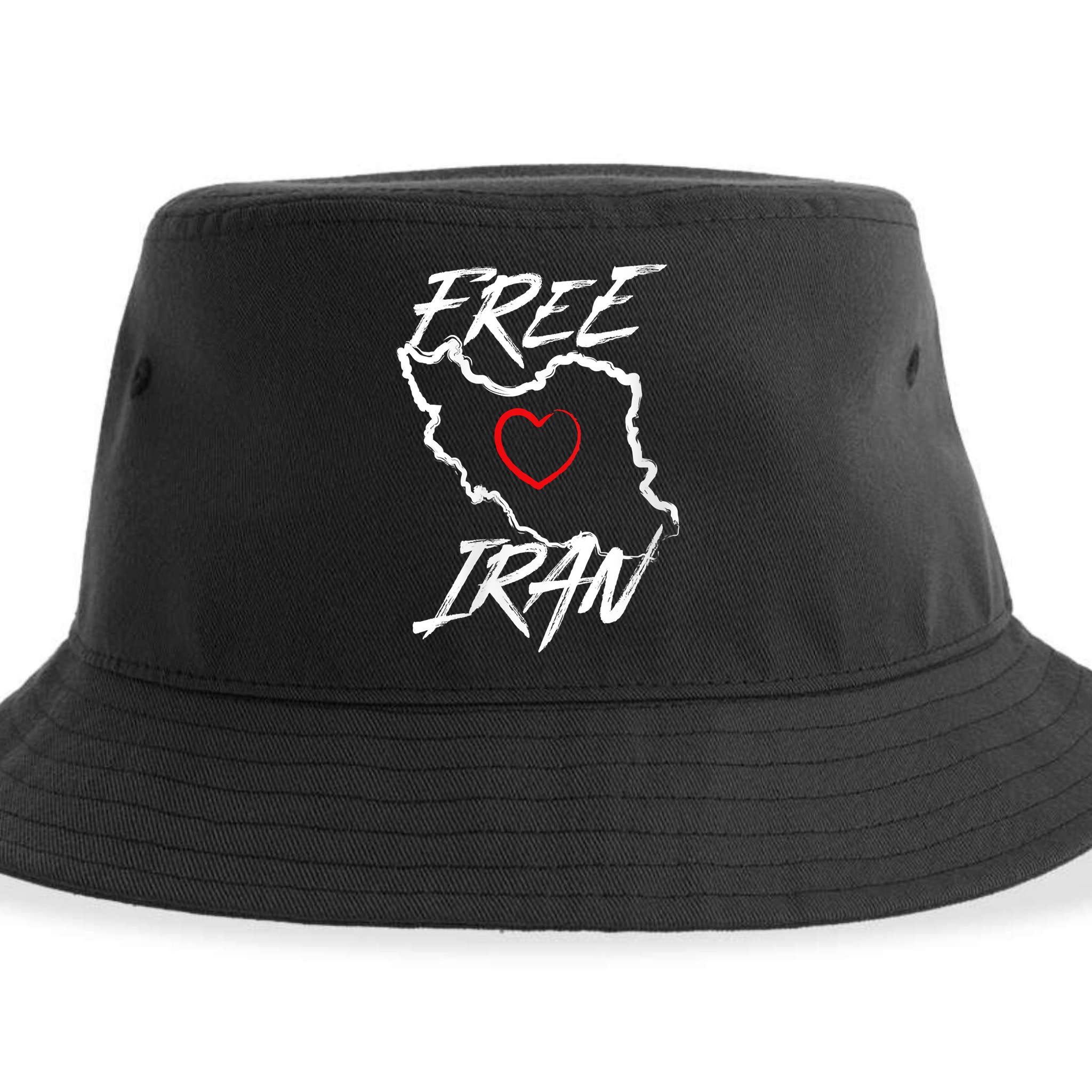 Iran Free Iran Symbol Heart Map Freedom Heart Love Sustainable Bucket Hat