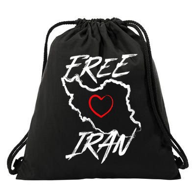Iran Free Iran Symbol Heart Map Freedom Heart Love Drawstring Bag