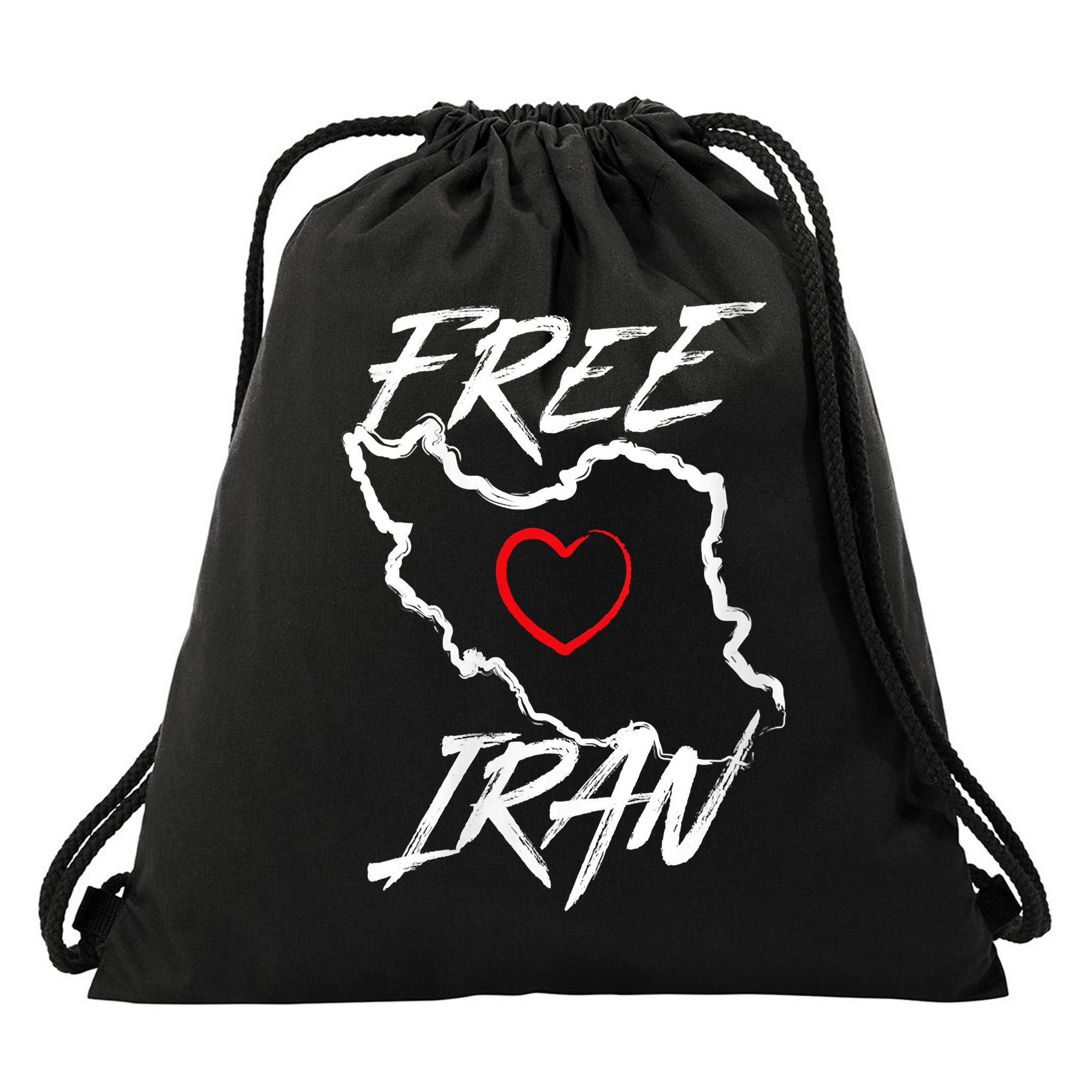 Iran Free Iran Symbol Heart Map Freedom Heart Love Drawstring Bag