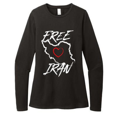 Iran Free Iran Symbol Heart Map Freedom Heart Love Womens CVC Long Sleeve Shirt