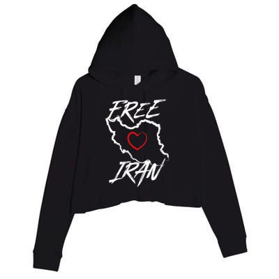 Iran Free Iran Symbol Heart Map Freedom Heart Love Crop Fleece Hoodie