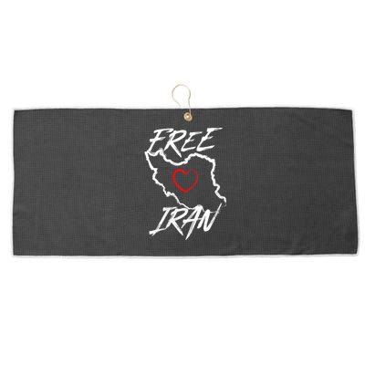 Iran Free Iran Symbol Heart Map Freedom Heart Love Large Microfiber Waffle Golf Towel