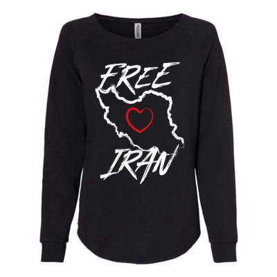 Iran Free Iran Symbol Heart Map Freedom Heart Love Womens California Wash Sweatshirt