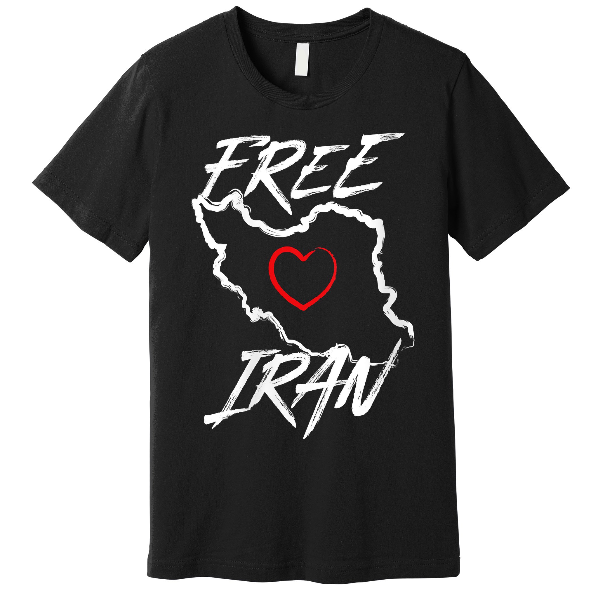 Iran Free Iran Symbol Heart Map Freedom Heart Love Premium T-Shirt